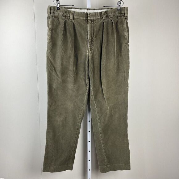 L.L. Bean‎ Corduroy Pants Mens 38x31 Olive Green Straight Leg Cotton Blend - Picture 1 of 7
